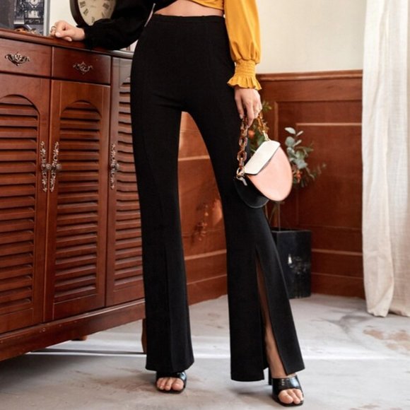 Slit hem flared bootcut dress pants - Picture 5 of 12